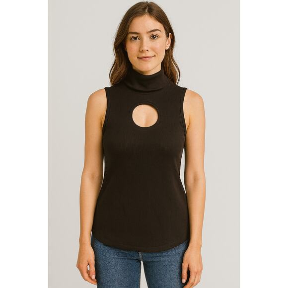 Beaufille Turtleneck Keyhole Sleeveless Knit Top Black XS Minimal Quiet Luxury - Picture 1 of 4
